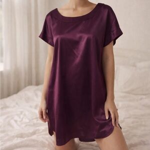 Vintage Victoria’s Secret Satin Nightgown Wine Purple M/L Slip Dress Sleepwear